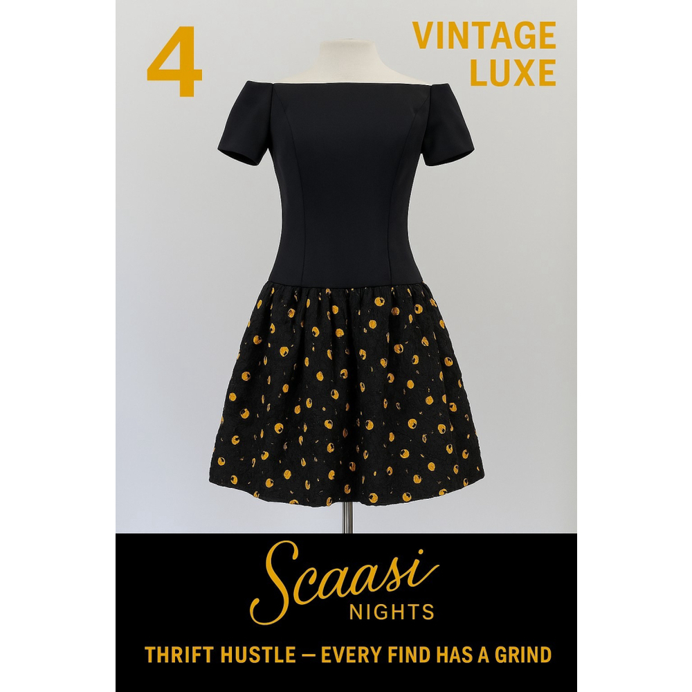 Scaasi Nights Vintage 80s Off Shoulder Dress Size 4 MET Cocktail Designer